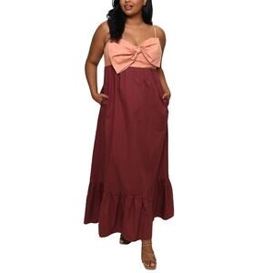 Hutch Olani Bow Flounce Hem Maxi Dress Size Large NWT Anthropologie Flirty